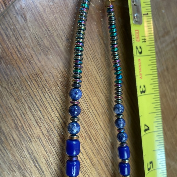 Very interesting blue African glass beaded necklace with glazed glass beads - Picture 8 of 8